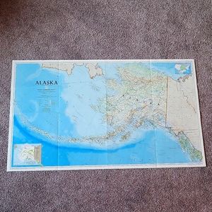 Vintage National Geographic Map of Alaska
